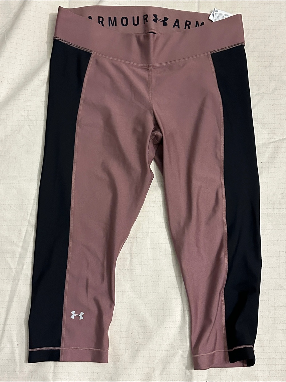 Under Armour Mauve and Black Capri Workout Leggings